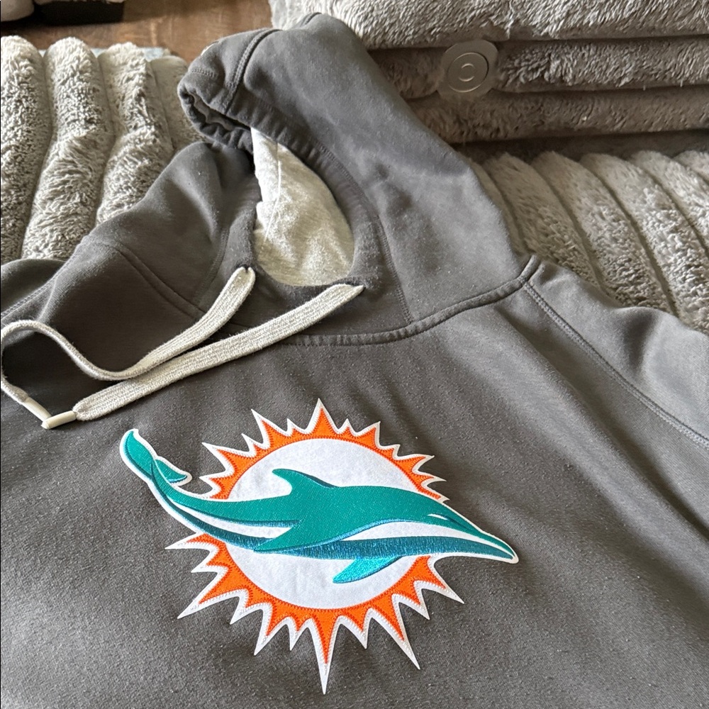 Gray Hoodie with Teal & Orange Dolphin Logo